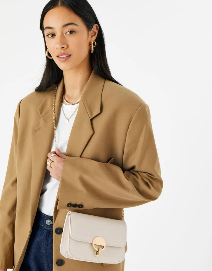 Accessorize Lock Detail Chain Bag Cream Cream Women Vegan Bags Backpacks and Purses