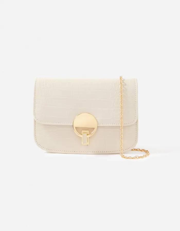 Accessorize Lock Detail Chain Bag Cream Cream Women Vegan Bags Backpacks and Purses