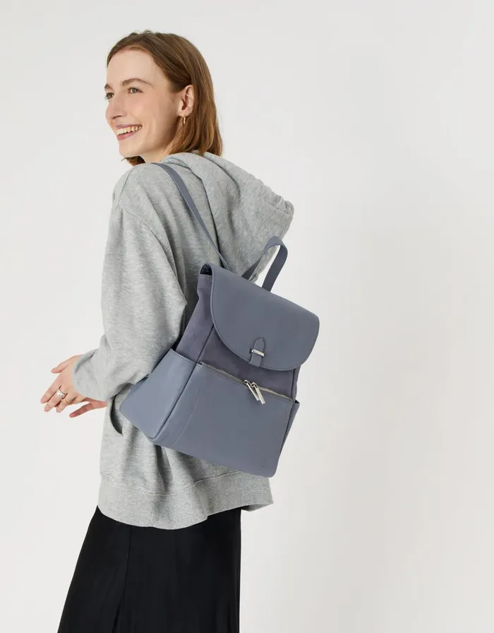 Accessorize Melody Leather Backpack Blue Blue Women Leather Bags