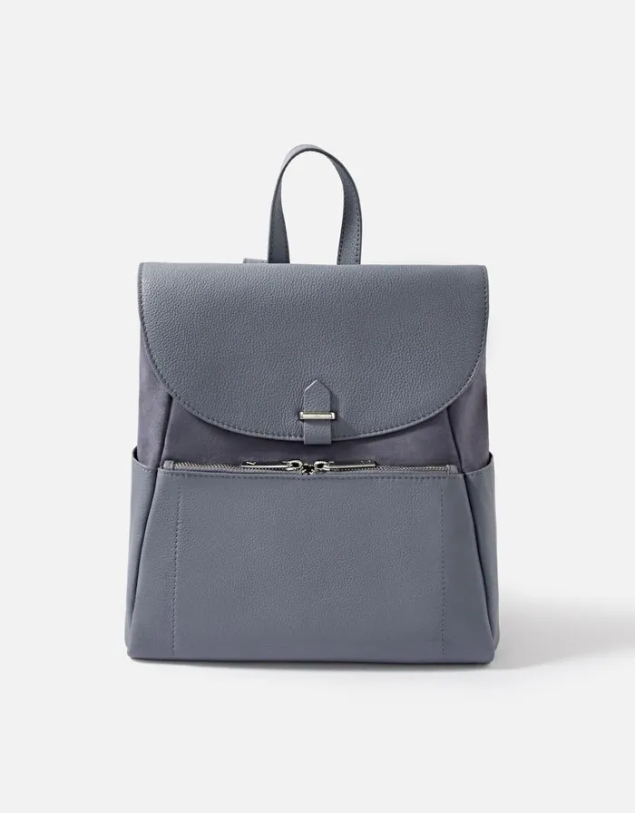 Accessorize Melody Leather Backpack Blue Blue Women Leather Bags