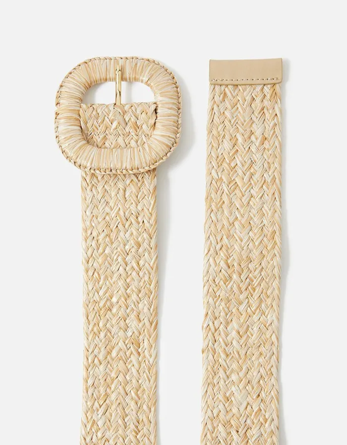 Accessorize Natural Weave Square Buckle Belt Natural Natural Women Belts