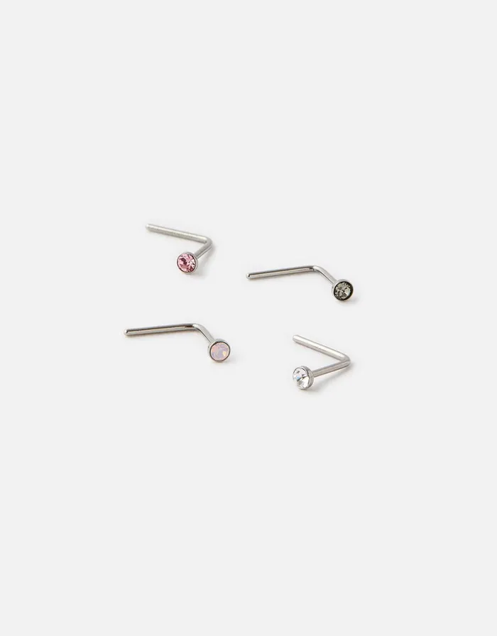 Accessorize Nose Stud Set With Swarovski Crystals Women Body Jewellery