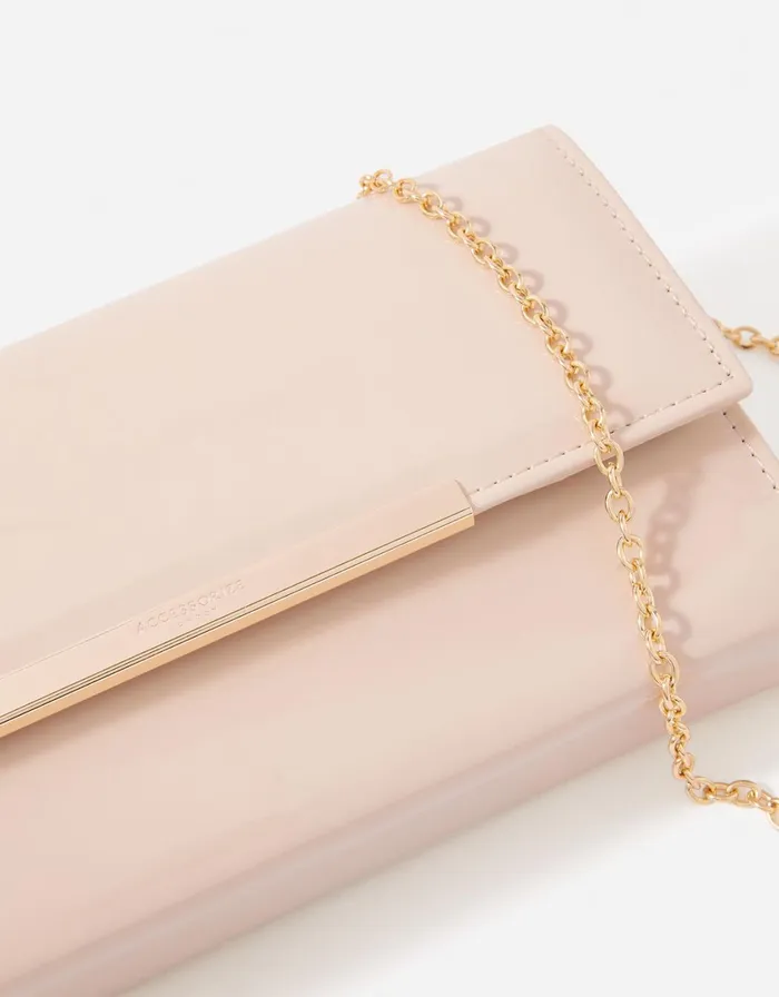 Accessorize Patent Clutch Bag Nude Nude Women Vegan Bags Backpacks and Purses