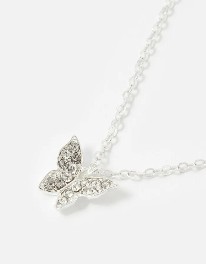 Accessorize Pave Butterfly Pendant Necklace Women Necklaces