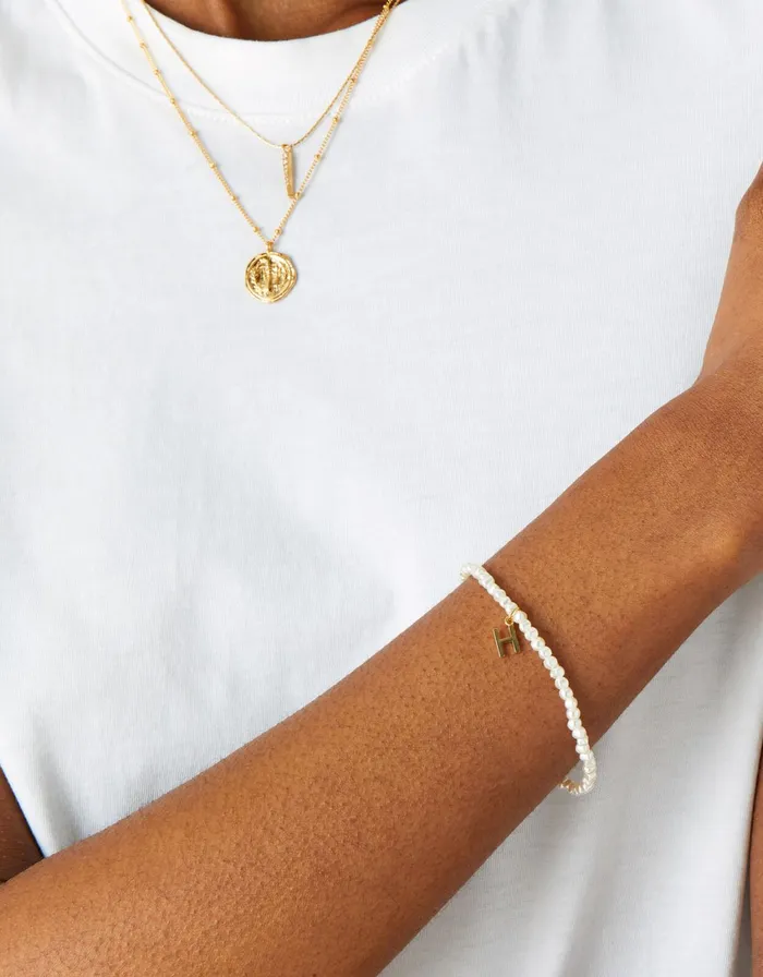 Accessorize Pearl Initial Stretch Bracelet Cream Pearl Women Bracelets