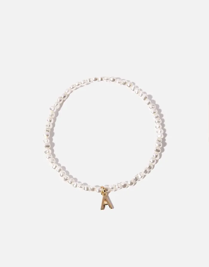 Accessorize Pearl Initial Stretch Bracelet Cream Pearl Women Bracelets