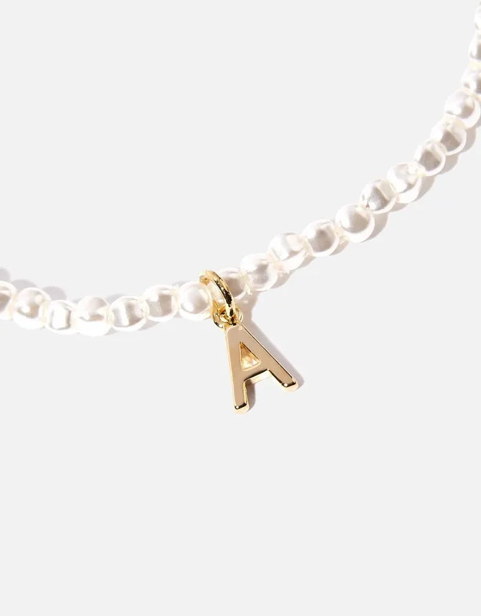 Accessorize Pearl Initial Stretch Bracelet Cream Pearl Women Bracelets
