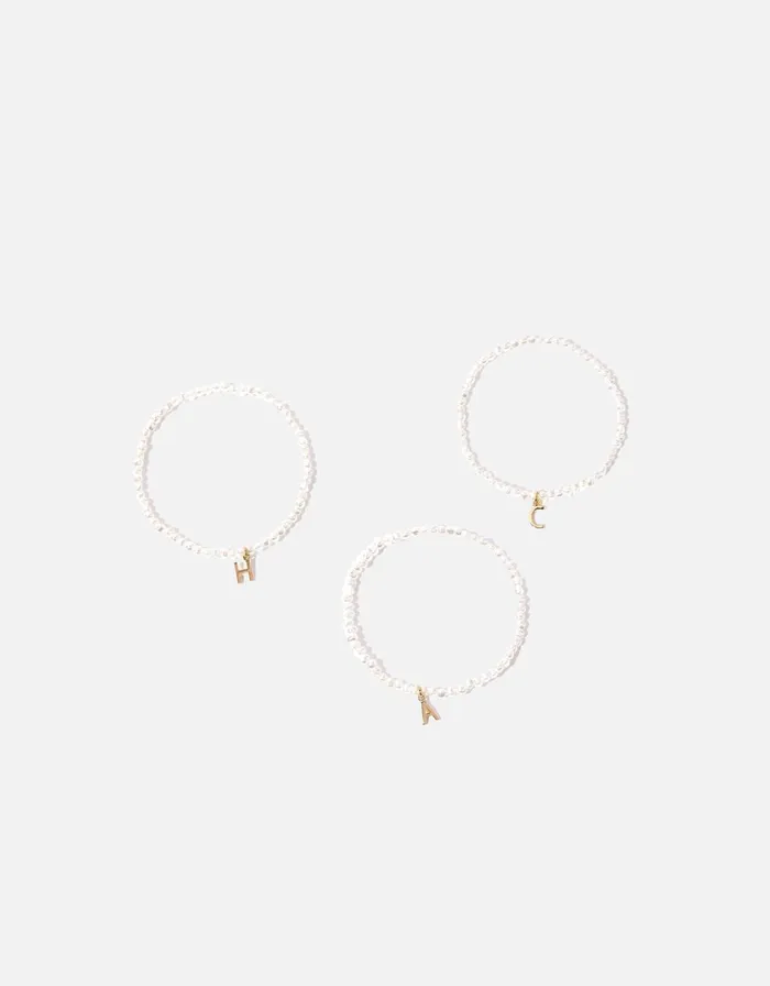 Accessorize Pearl Initial Stretch Bracelet Cream Pearl Women Bracelets