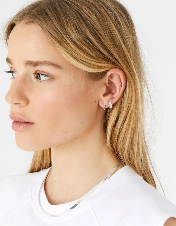 Accessorize Plain Chain Crystal Hoop Set Silver Silver Women Earrings