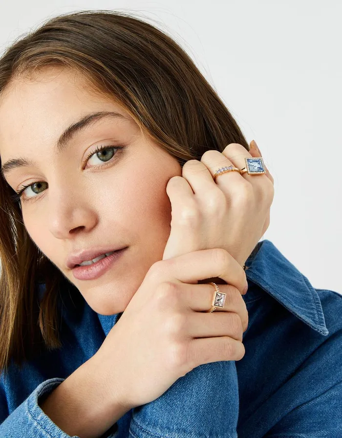Accessorize Princess Cut Ring Stacking Set Multi Pastelmulti Women Rings