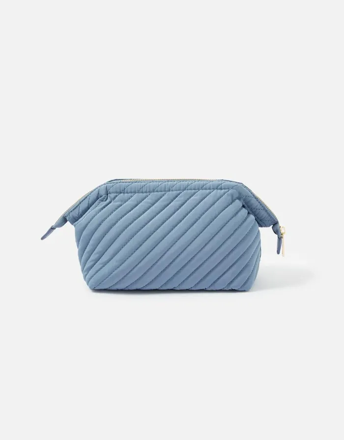 Accessorize Quilted Wash Bag With Recycled Fabric Blue Blue Women Travel Bags