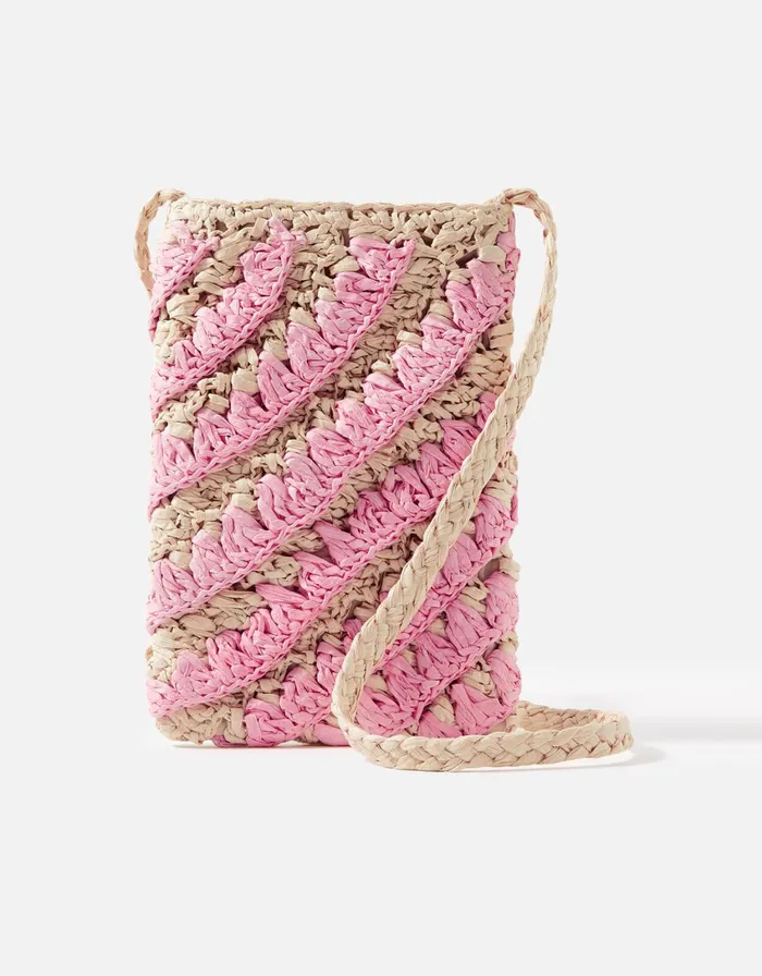 Accessorize Raffia Ruffle Phone Bag Women Travel Accessories