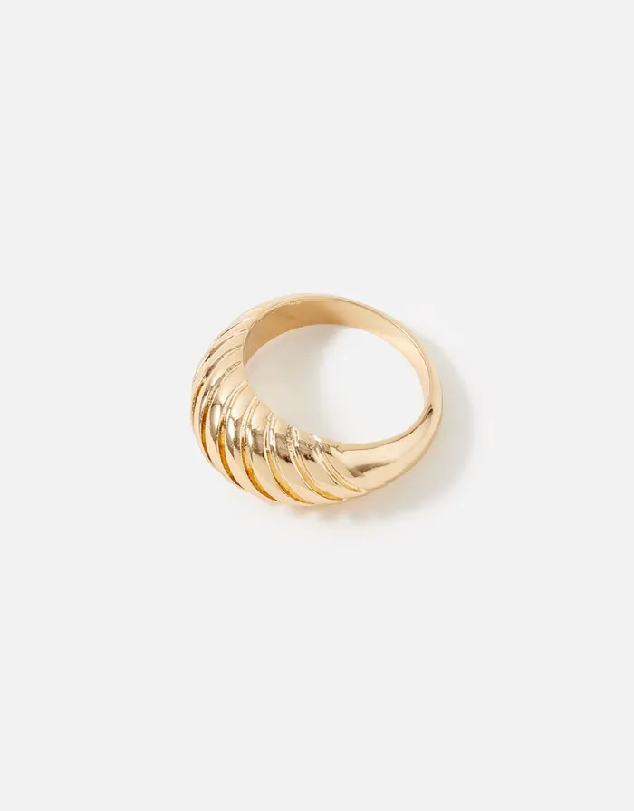 Accessorize Ribbed Band Ring Gold Gold Women Rings