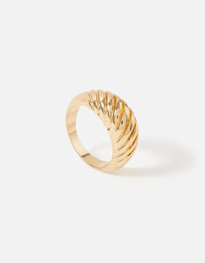 Accessorize Ribbed Band Ring Gold Gold Women Rings