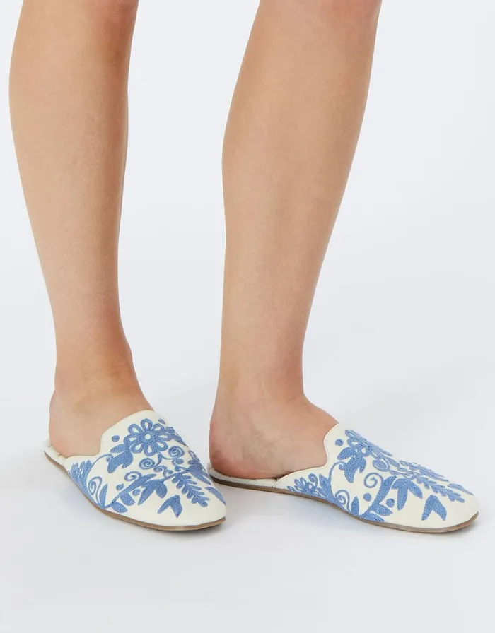 Accessorize Riviera Embroidered Slippers Blue Blue Women Slippers