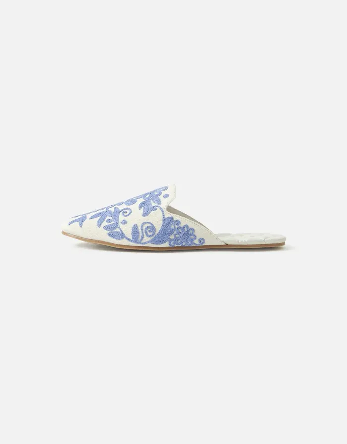 Accessorize Riviera Embroidered Slippers Blue Blue Women Slippers