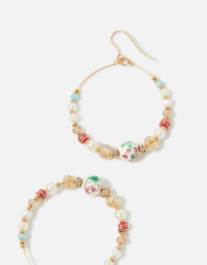 Accessorize Romantic Ramble Beaded Hoop Earrings Women Earrings