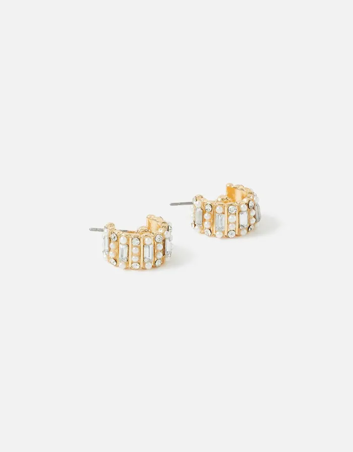 Accessorize Romantic Ramble Pearl And Crystal Hoop Earrings Women Earrings