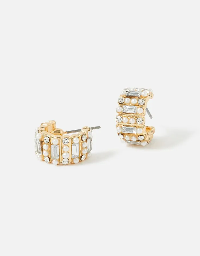 Accessorize Romantic Ramble Pearl And Crystal Hoop Earrings Women Earrings