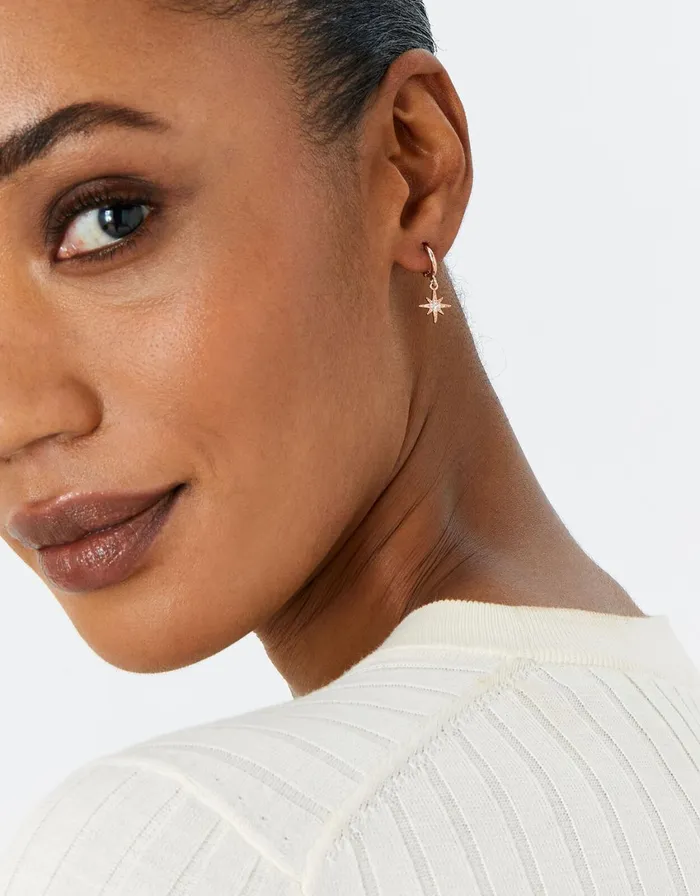 Accessorize Rose GoldPlated Sparkle Star Huggies Women Earrings