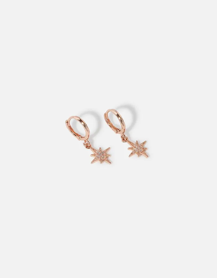 Accessorize Rose GoldPlated Sparkle Star Huggies Women Earrings