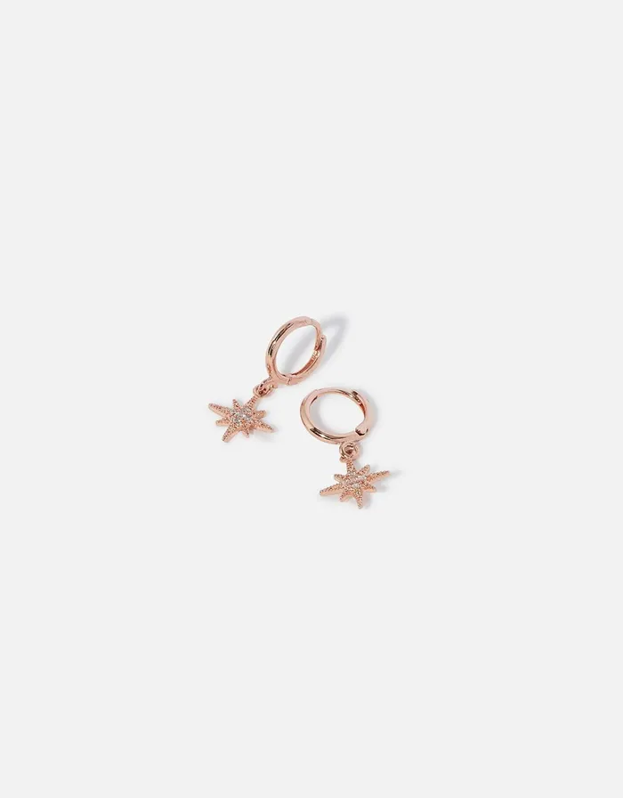 Accessorize Rose GoldPlated Sparkle Star Huggies Women Earrings