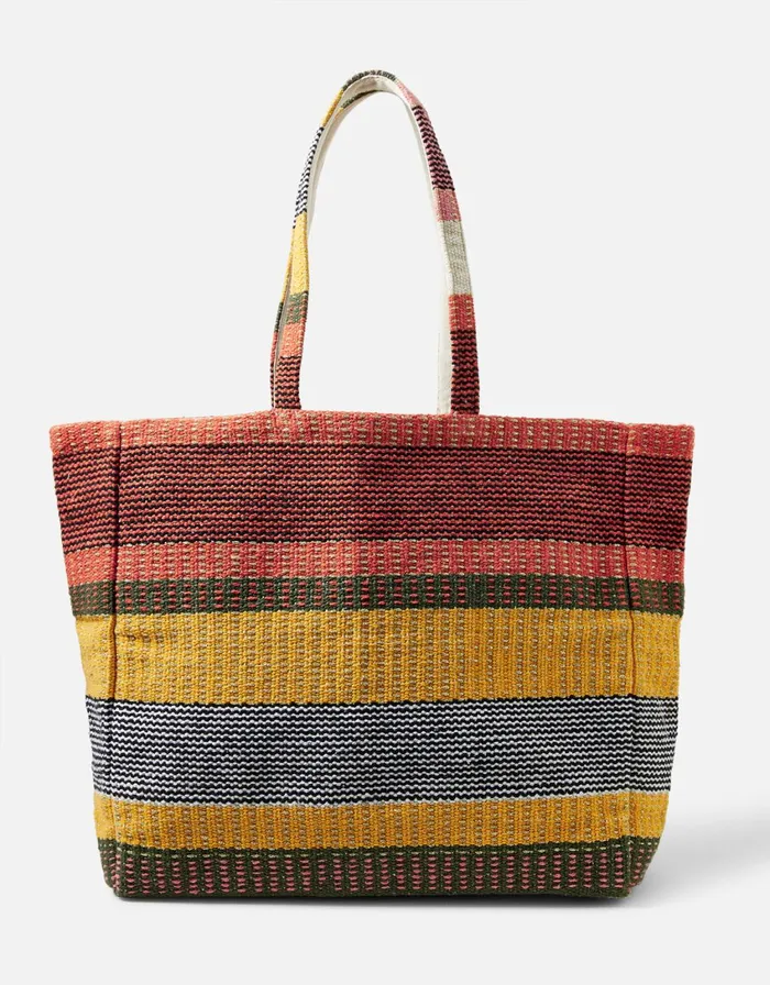 Accessorize Rust Stripe Woven Tote Bag Women Tote and Shopper Bags
