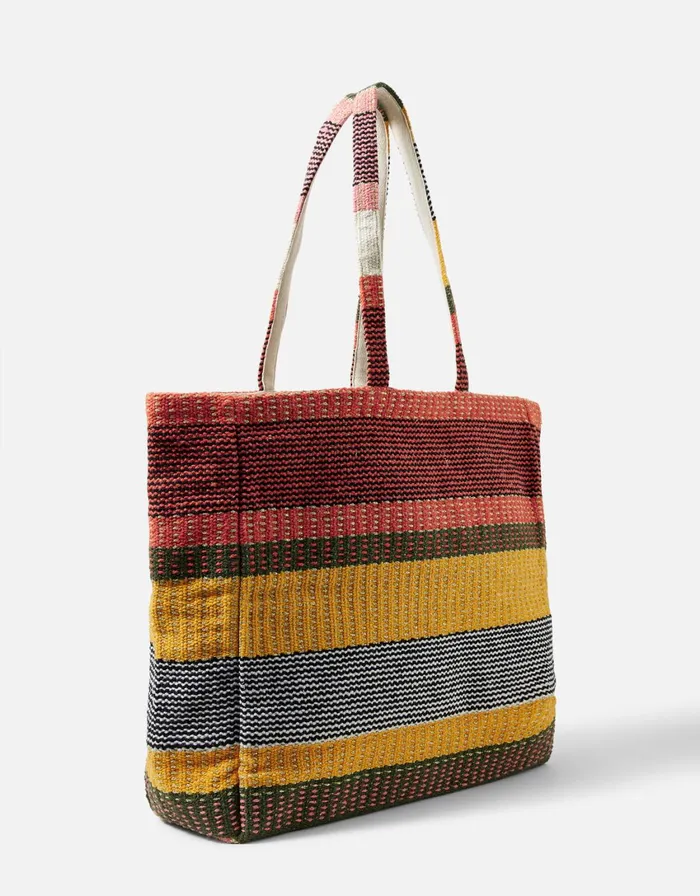 Accessorize Rust Stripe Woven Tote Bag Women Tote and Shopper Bags