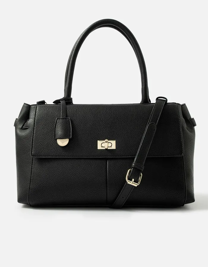 Accessorize Sandra Grab Bag Black Black Women Vegan Bags Backpacks and Purses