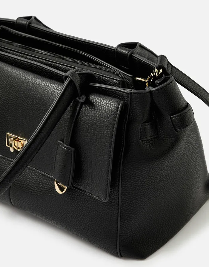 Accessorize Sandra Grab Bag Black Black Women Vegan Bags Backpacks and Purses