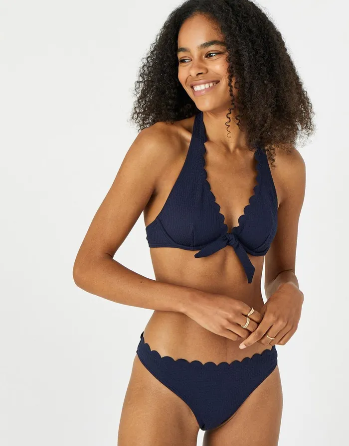 Accessorize Scallop Underwired Bikini Top Blue Navy Women Bikinis