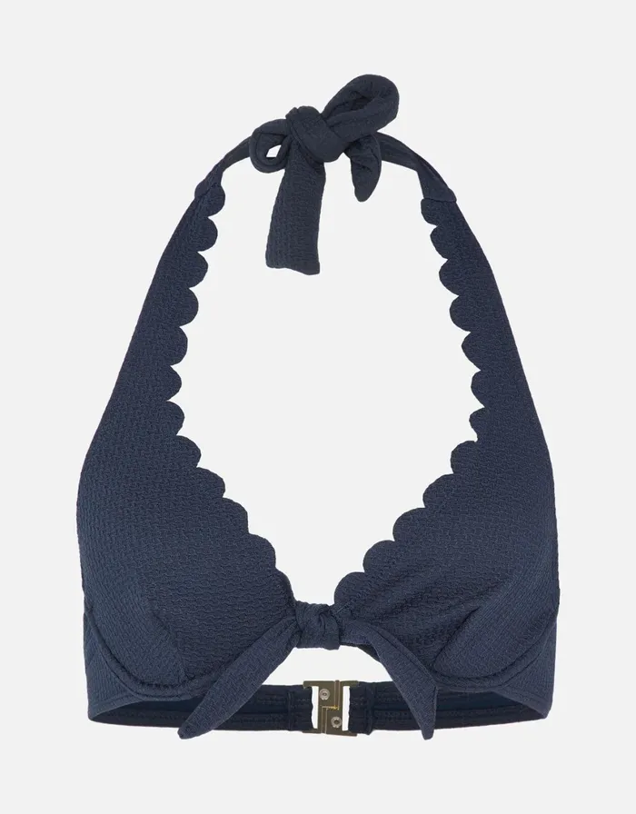 Accessorize Scallop Underwired Bikini Top Blue Navy Women Bikinis