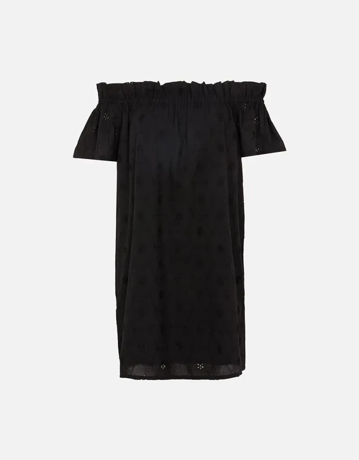 Accessorize Schiffli Bardot Dress Black Black Women Dresses