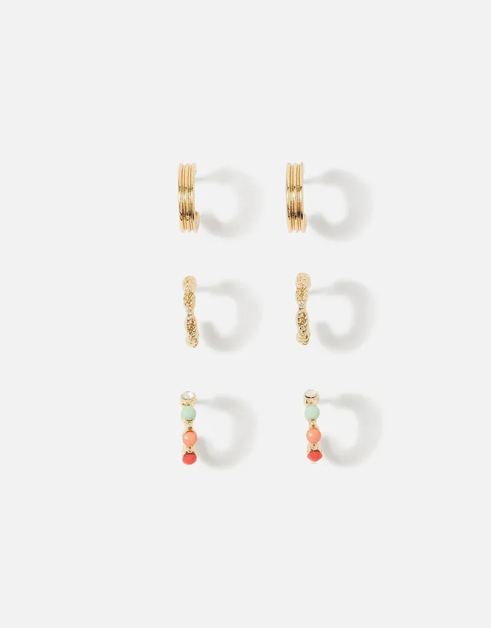 Accessorize Seascape Colourful Stones Huggie Hoops Women Earrings