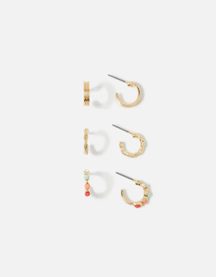 Accessorize Seascape Colourful Stones Huggie Hoops Women Earrings
