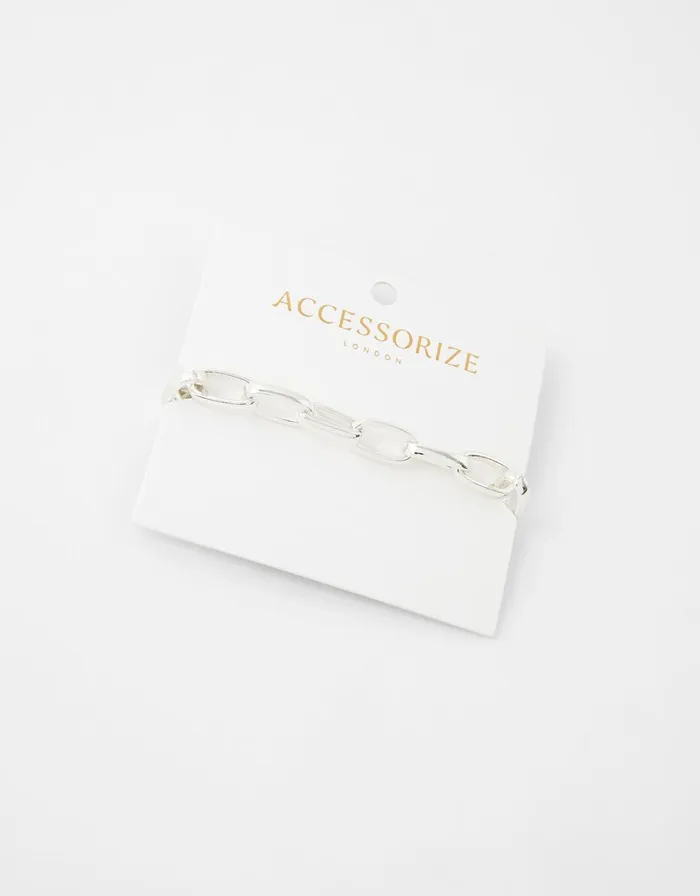 Accessorize Simple Medium Chain Bracelet Silver Women Bracelets