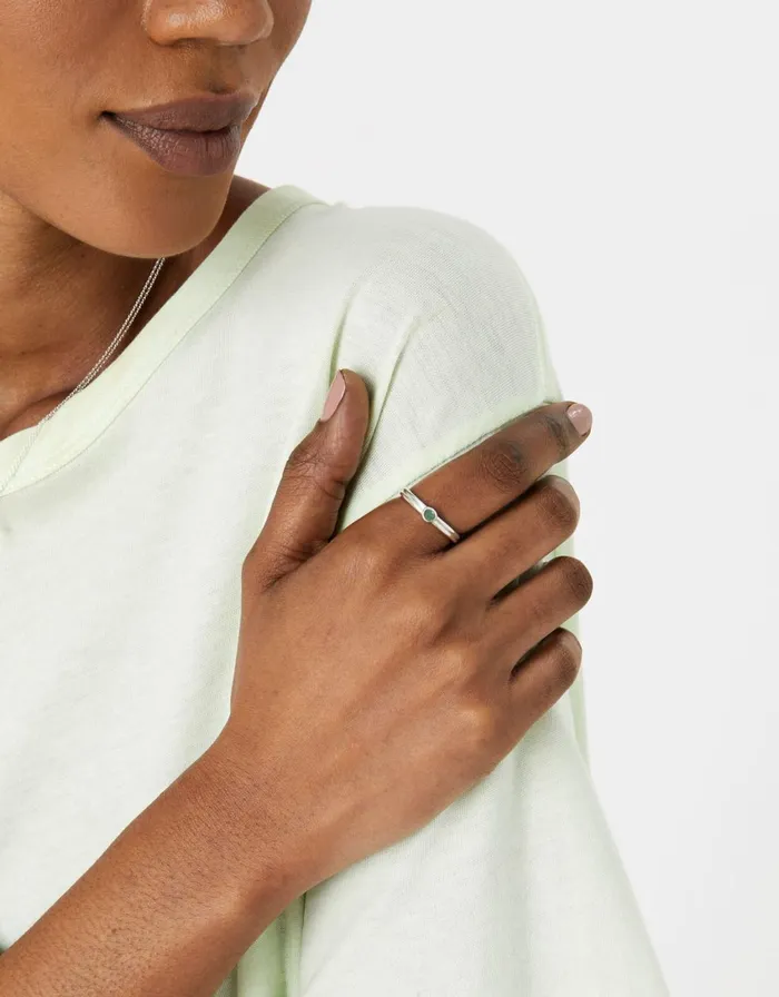 Accessorize Sterling Silver Aventurine Ring Silver St Silver Women Rings