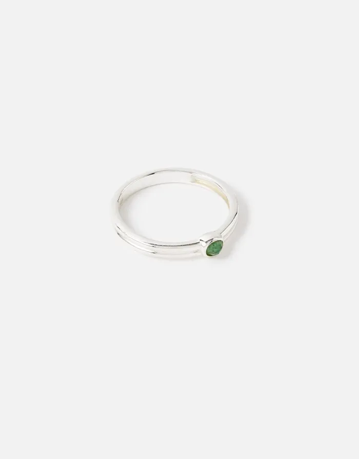 Accessorize Sterling Silver Aventurine Ring Silver St Silver Women Rings
