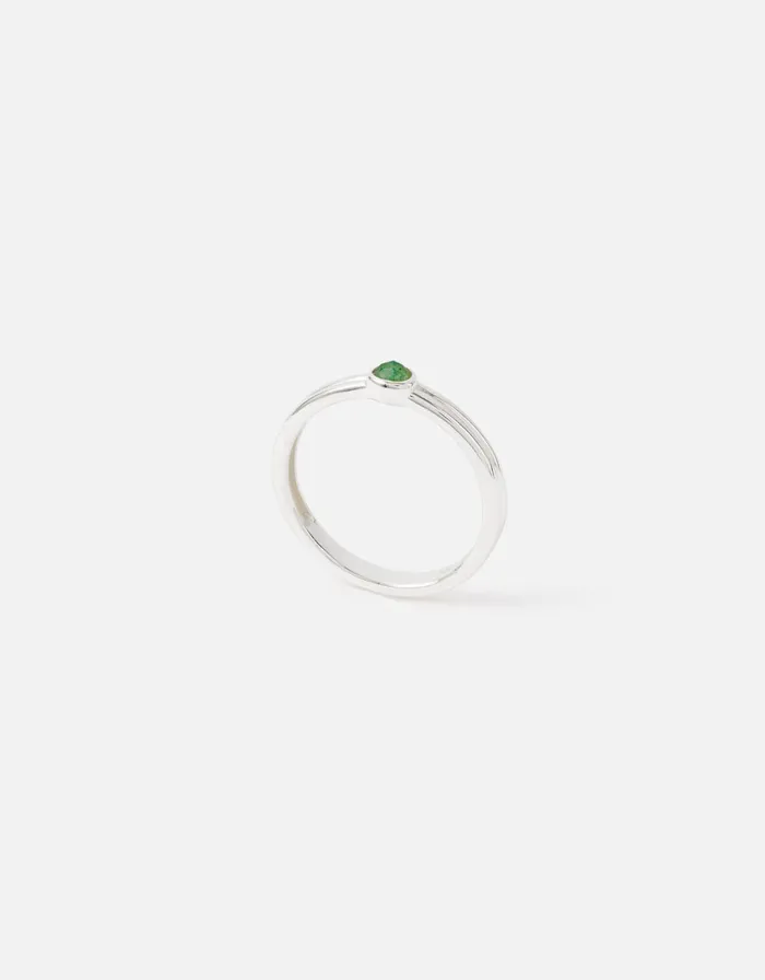 Accessorize Sterling Silver Aventurine Ring Silver St Silver Women Rings