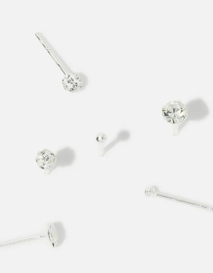 Accessorize Sterling Silver Pave Ball Stud Earring Set Women Earrings