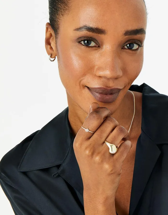 Accessorize Sterling Silver Teardrop Ring Silver St Silver Women Rings