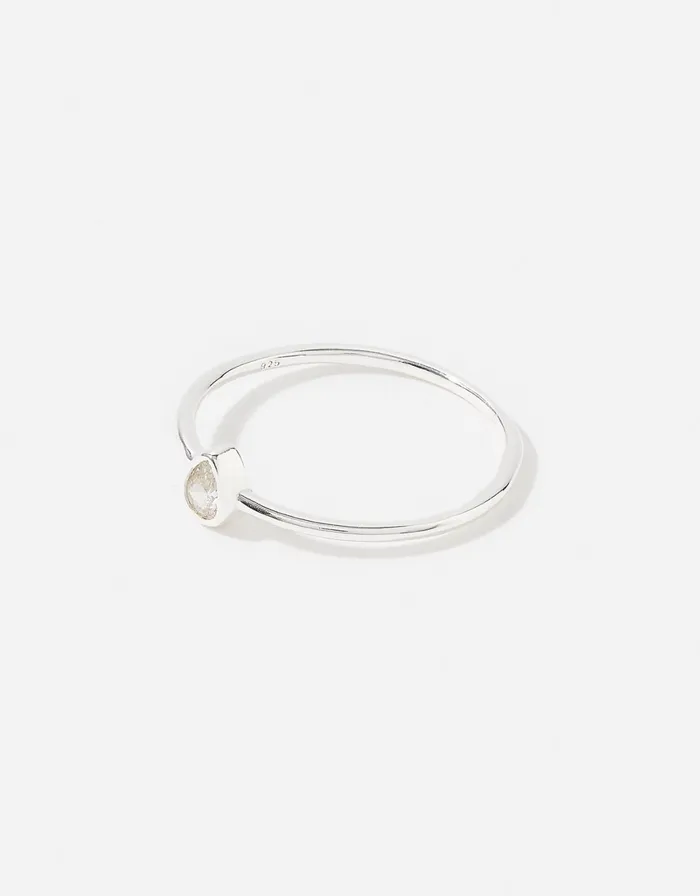 Accessorize Sterling Silver Teardrop Ring Silver St Silver Women Rings