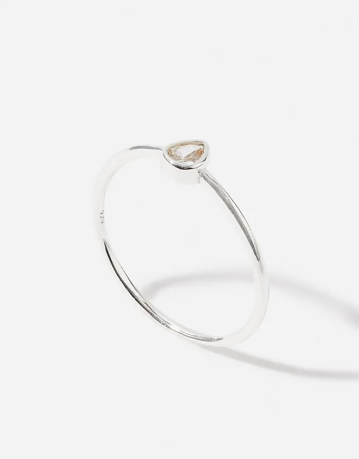 Accessorize Sterling Silver Teardrop Ring Silver St Silver Women Rings