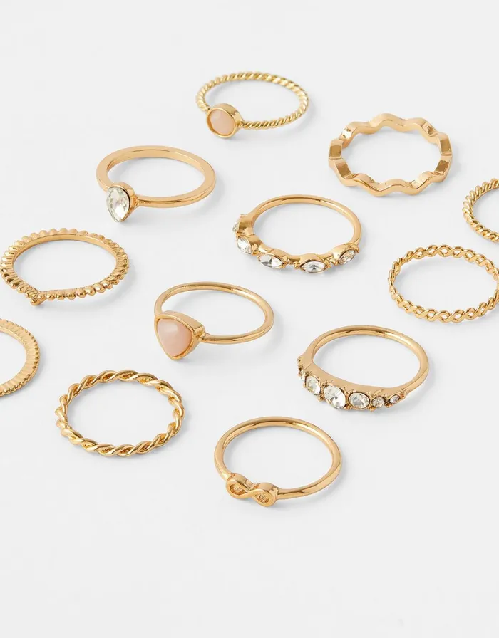 Accessorize Stone And Sparkle Ring Multipack Gold Gold Women Rings