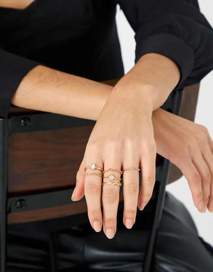 Accessorize Stone And Sparkle Ring Multipack Gold Gold Women Rings