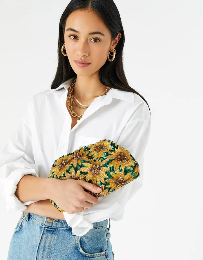 Accessorize Sunflower Embellished Bag Women Clutch Bags