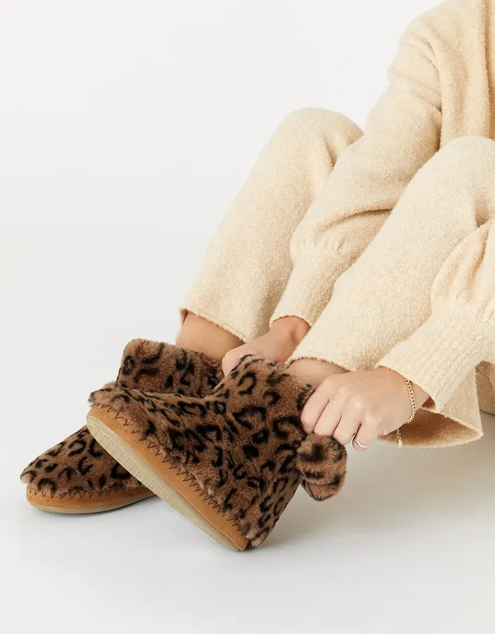 Accessorize SuperSoft Slipper Boots Leopard Leopard Women Slippers