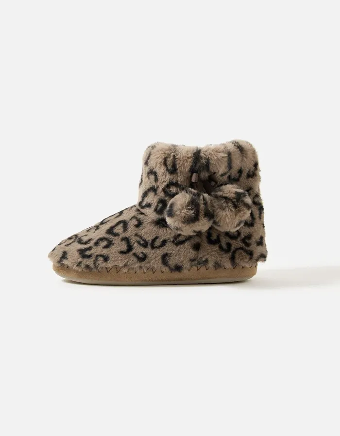 Accessorize SuperSoft Slipper Boots Leopard Leopard Women Slippers