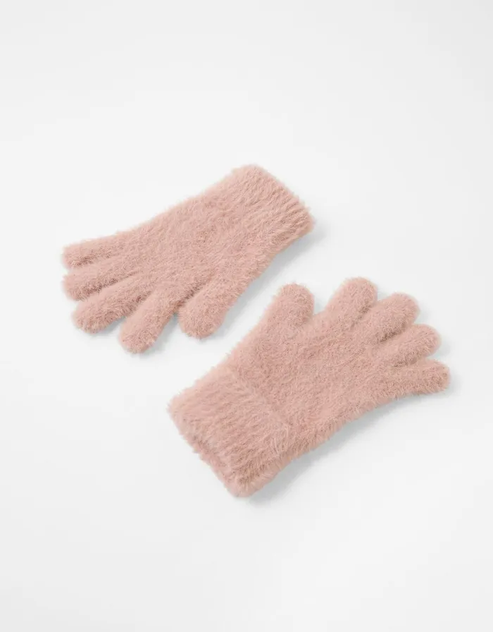 Accessorize SuperStretch Fluffy Knit Gloves Pale Pink Women Gloves