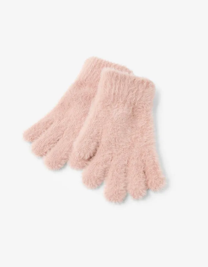 Accessorize SuperStretch Fluffy Knit Gloves Pale Pink Women Gloves